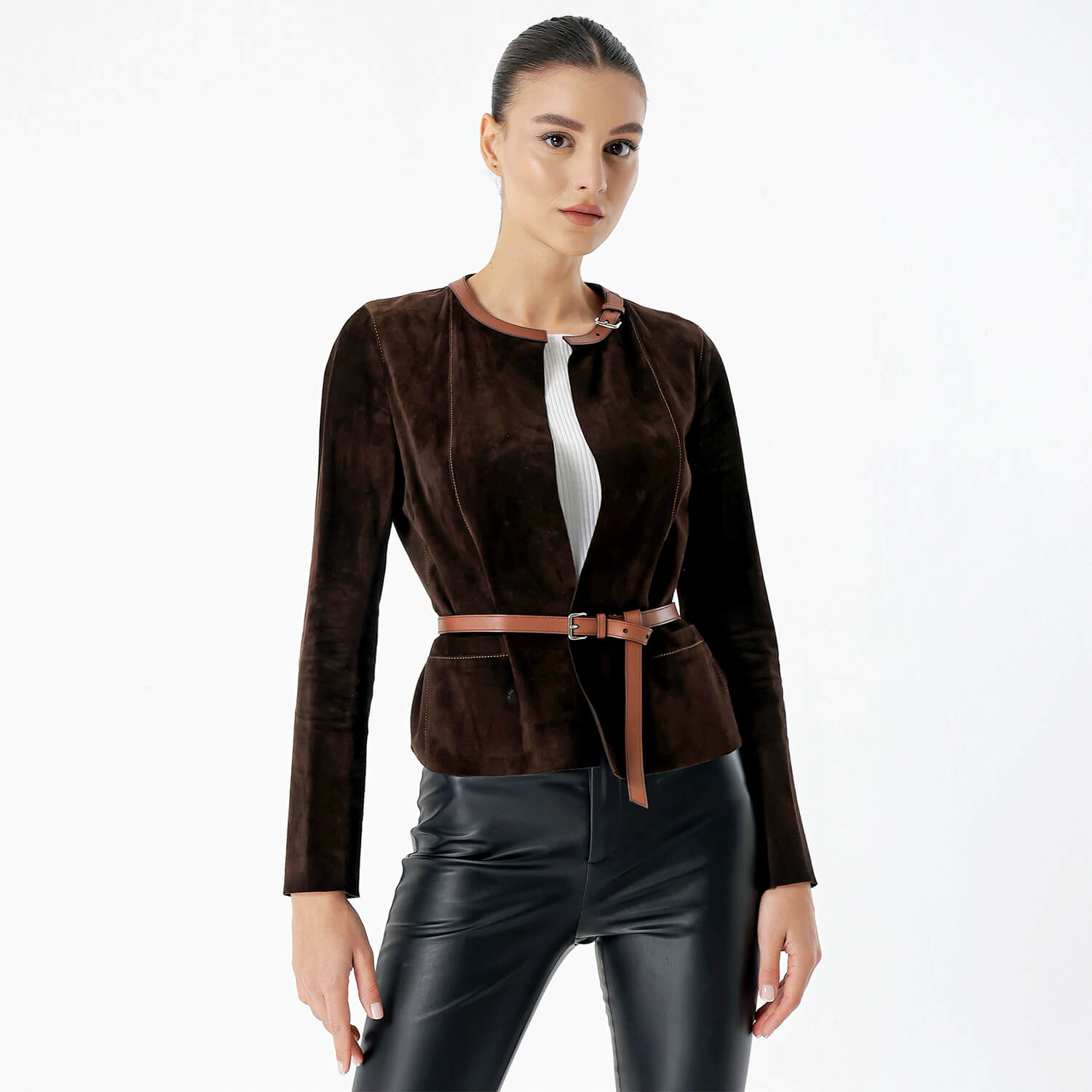 Prada - Brown Velvet Belted Jacket